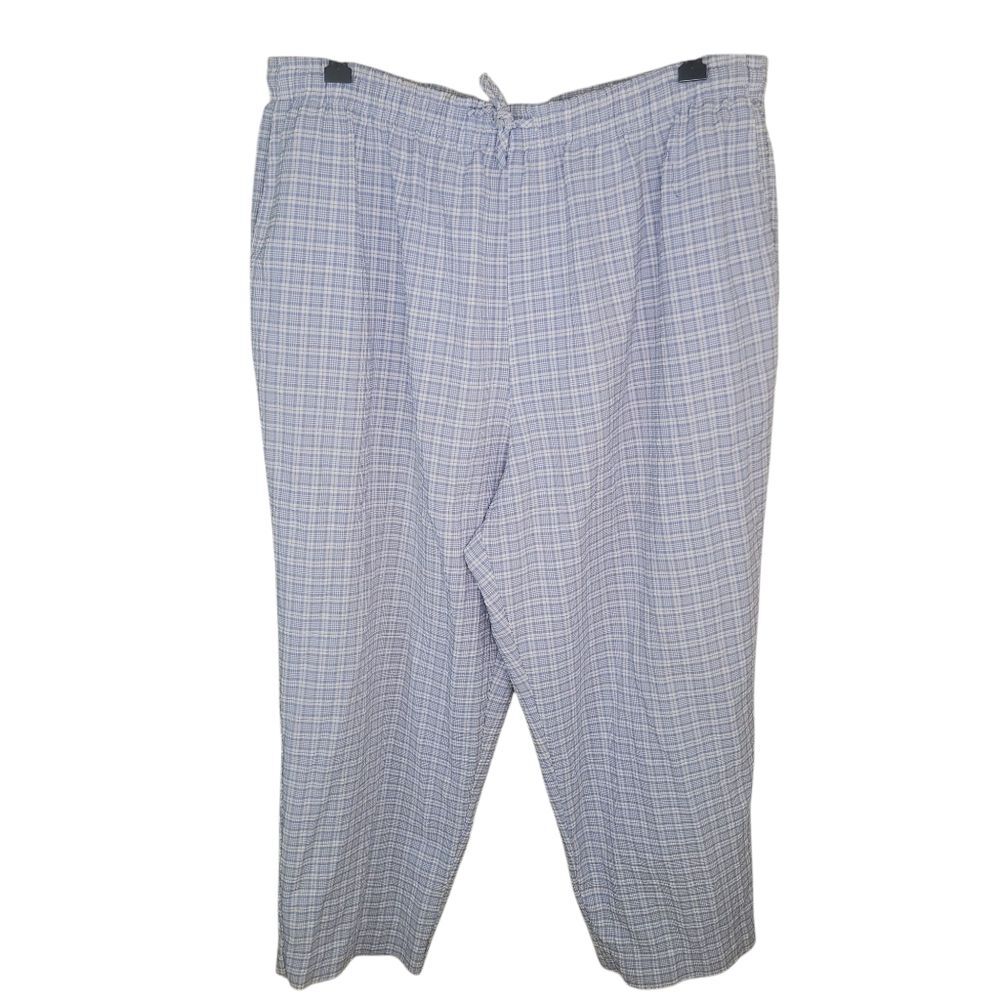 Alfred Dunner Boca Raton Lilac & white Plaid Capri pants elastic waist 20W